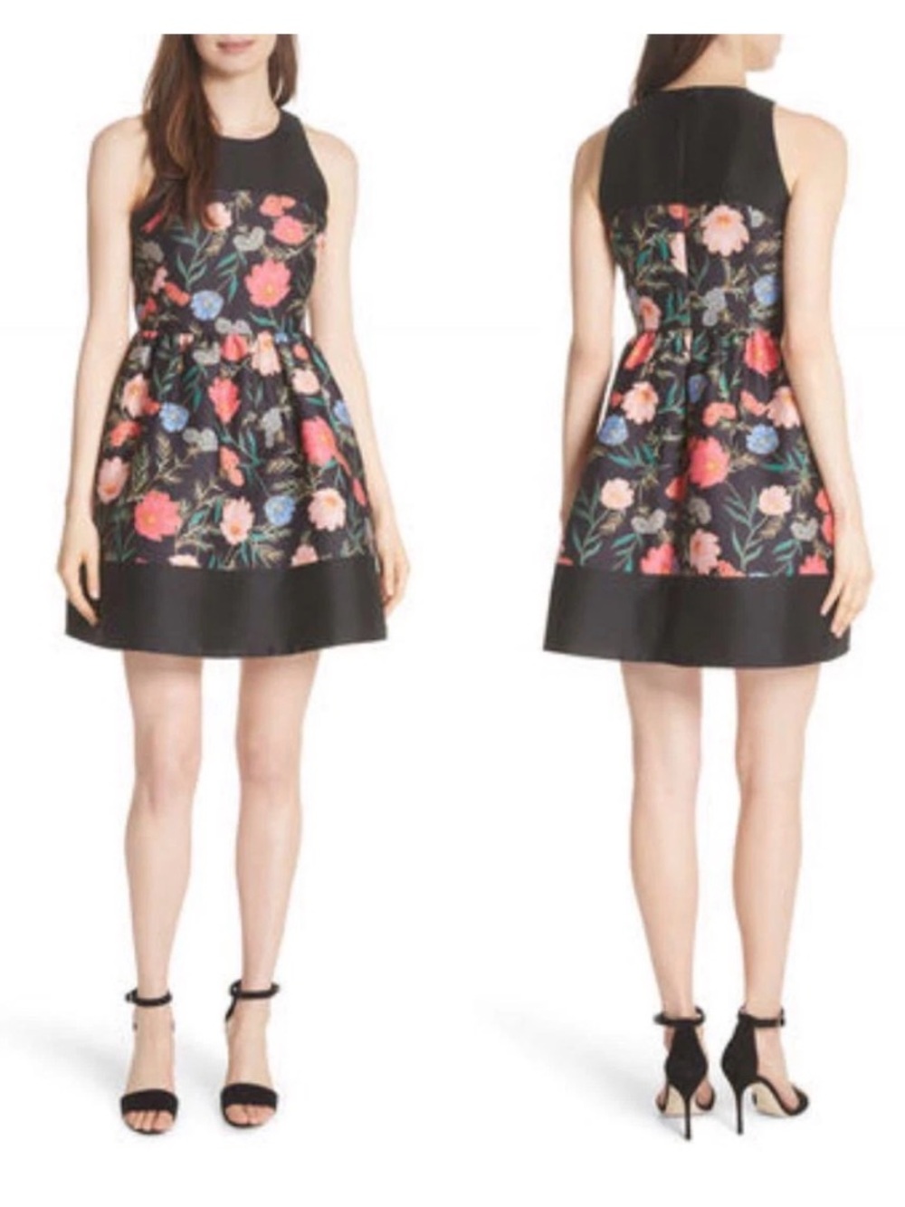 kate spade Black Floral Fit & Flare Mini Dress